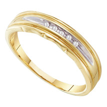 10k Yellow Two-tone Gold Mens Round Channel-set Diamond Wedding Band 1/20 Cttw - $199.00