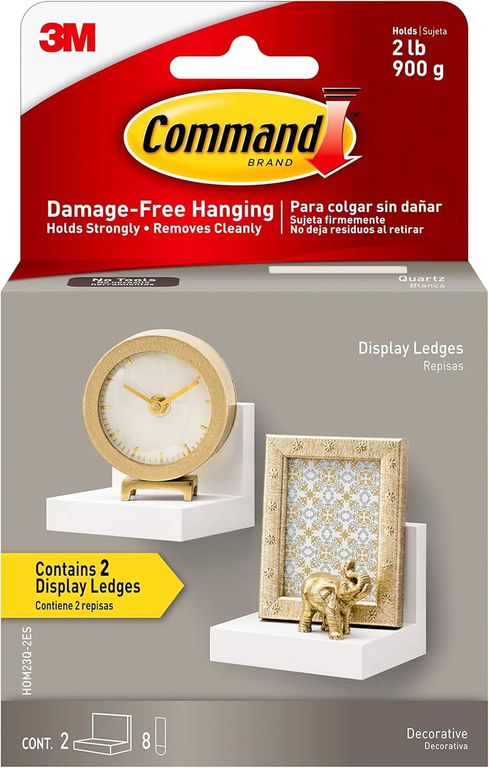 Command Display Ledges, Holds Up To 2 Lb, Quartz, 2 Ledges With 8 Medium... - $31.98