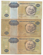 Angola, 1000 Kwanzas, 1995, Lotto Da 3 Banconote Della Banca Nazionale D... - $11.31