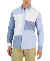 Club Room Ethan Long Sleeve Patchwork Oxford Shirt Lupine Blue-Small - $19.99