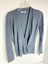 Nara Maglie Womens Sz L Gray Wrap Cardigan Sweater Wrap Tie Waist Wool B... - $19.80