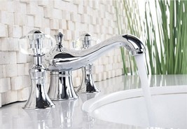 classic Chrome 8&quot; widespread deck mounted bathroom Lavatory Crystal Sink faucet - £98.15 GBP