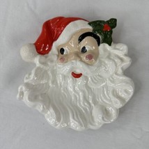 Vintage Ceramic Santa Face Wall Plaque Candy Dish Hand Painted Signed GD... - $27.70