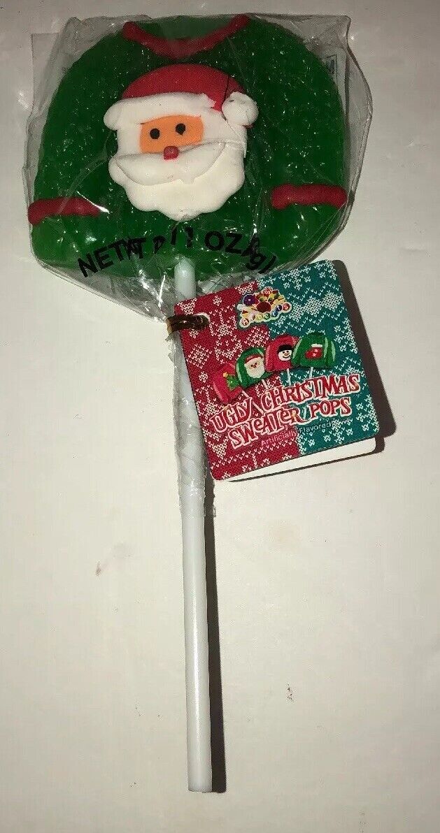 Ugly Christmas Sweater Hard Candy Santa Lollipop Green/Red/White-RARE-SH... - $11.76