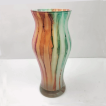 Hand Blown Thin Art Glass Vase Reverse Painted Modern Abstract Design St... - £22.39 GBP