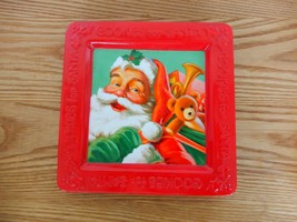 Hallmark Christmas holiday cookies for santa square red ceramic plate - £11.88 GBP