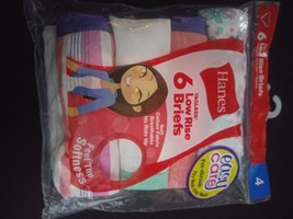 Hanes Girls' Cotton Brief 6-Pack Assorted, Size 4 Tagless, New Sealed 7334 - £6.36 GBP