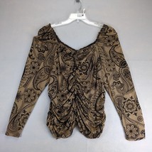 Shein Curve Brown Sheer Black Velour Ruched Top Women&#39;s Plus Size 4XL Pa... - $20.00