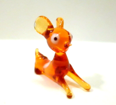 Vtg Hand Blown Art Glass Brown Amber Baby Deer Country Cabin Miniature Figurine - £11.99 GBP