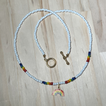 Pride Beaded Necklace with LGBTQ+ Rainbow - Beaded Necklace with LGBTQ+ ... - £19.52 GBP