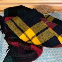 Set of two vintage plaid wool fringe scarves - £23.09 GBP