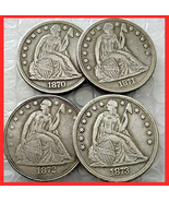 Rare Antique United States Full Set 1870-1873cc 4Pcs Seated Liberty Coins - £27.61 GBP