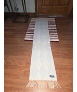 Lochmere 100% Lambswool Argyle Pattern Scarf Light Blue White Fringes - $44.95