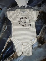 GERBER&#39;S ONESIES 2 PK Lion W/Stripes and Solid Gray Size Preemie NEW - $12.09