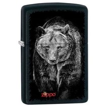 Zippo Lighter - Bear w/ Logo Black Matte - 853407 - £24.42 GBP