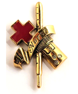 #1 Nurse Red Cross Pin Gold Tone Medical Thermometer RX Bottle Nursing H... - $12.99
