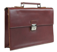 Vagarant Traveler 17 in. Slim Full Grain Leather Briefcase Laptop Bag w/Latch Lo - £149.34 GBP