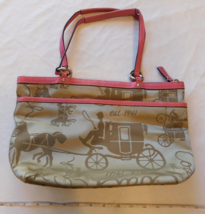 Coach Coach Horse &amp; Carriage Tan Pink purse shoulder bag pre-owned - £63.60 GBP