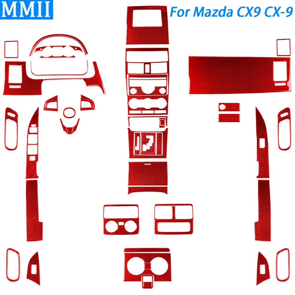 Red Carbon Fiber Gear Shift Radio AC Dashboard Air Outlet Panel Car Interior - £15.43 GBP+