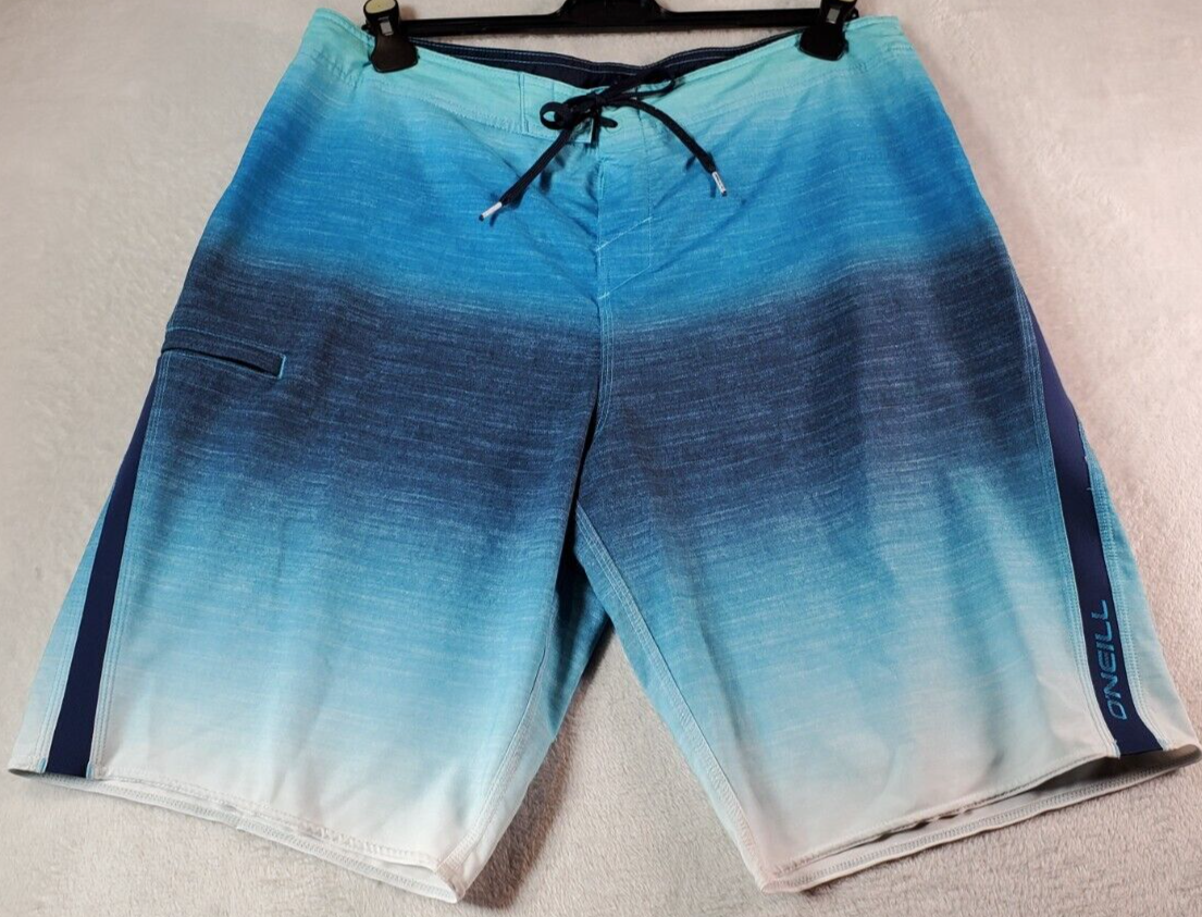 O&#39;Neill Board Shorts Men Size 36 Blue Pocket Flat Front Elastic Waist Dr... - $13.36