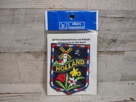 Vintage Elbers Souvenirs Holland Iron On Patch Netherlands Dutch Windmill Tulip - £4.69 GBP