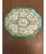 Vintage Metal Green Floral Snack Tray Made In England Baretware - $515.40 MXN
