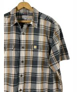 Carhartt Shirt Size XL Mens Button Down Plaid Relaxed Gray Tan Plaid Wor... - $39.73