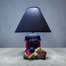 Vtg Cleveland Guardians Indians Baseball MLB Ceramic Table Lamp With Sha... - $99.75