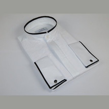 Mens CEREMONIA Tuxedo Formal Shirt 100% Cotton Banded Slim Fit #stn 33 HD White image 6