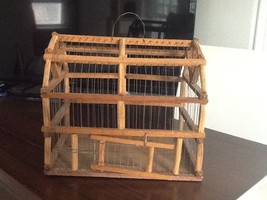 Primitive Wood &amp; Wire Decorative Cage Weathered Rusty ,Home,Farm,Cabin,Kustom - £76.17 GBP