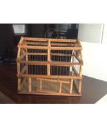 PRIMITIVE WOOD &amp; WIRE DECORATIVE CAGE WEATHERED RUSTY ,HOME,FARM,CABIN,K... - £73.36 GBP