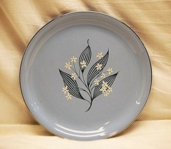 Old Vintage 50s Stardust Homer Laughlin 9&quot; Luncheon Plate Skytone Blue USA MCM - £15.81 GBP