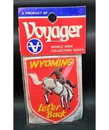 Vintage Voyager WYOMING Embroidered Sew On Patch World Wide Collector Se... - $22.54 CAD