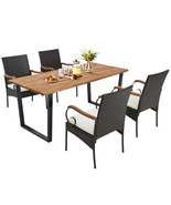 5 Pieces Patio Rattan Dining Set with Umbrella Hole for Poolside Backyar... - €543,32 EUR