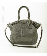 Gray Coach XL Madison Lindsay Exotic embossed croc leather satchel! - $117.81