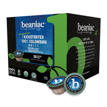 Beaniac Organic Kickstarter 100% Colombian, Medium Light Roast, Single Serve Com - £16.91 GBP