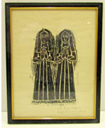 Framed 1967 St. Mary of Ashford Church Kent England Nuns Brass Rubbing - €171,73 EUR