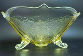 Antique Lancaster Landrum Topaz Yellow Depression Glass 3 Footed Bowl - £18.66 GBP