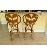 360-Degree Vintage Swivel Rattan Bar Stools - Set of Two 42&quot; x 22&quot; x 13&quot; - $341.92 CAD
