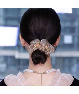 Minimalist Elegant Crystal Flower Hair Tie Scrunchie - £3.54 GBP