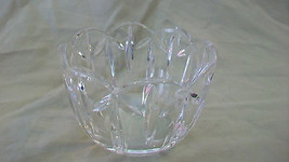ROUND CRYSTAL CANDY BOWL, SCALLOPPED EDGES, RIBBED SIDES - £47.18 GBP