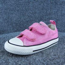 Converse Girls Sneaker Shoes Pink Fabric Hook &amp; Loop Size T 7 Medium - £18.77 GBP