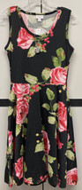 NWT LuLaRoe Small Black BIG Pink Green Flower Floral Knit Nikki Sleeveless Dress - £38.09 GBP