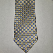 GEOFFREY BEENE 100% Silk Geometric Squares Tie  Blue/Yellow 60&quot; x 3.75&quot; - $12.86