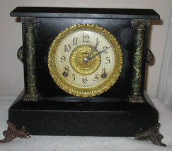 Antique E. Ingraham Oak Clock Bristol Connecticut Chimes 2 COLUMNS 8 Day - £192.04 GBP