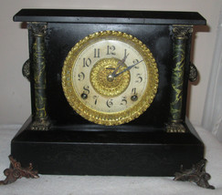 Antique E. Ingraham Oak Clock Bristol Connecticut Chimes 2 COLUMNS 8 Day - £188.81 GBP