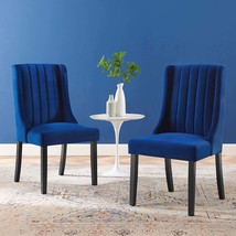 Modway Renew Performance Velvet Parsons Dining Chairs in Navy-Set of 2 - £271.26 GBP