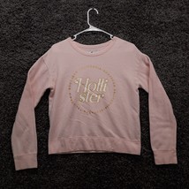 Hollister Sweater Women Small Pink Crew Neck Light Weight Cute Front Logo - £3.79 GBP