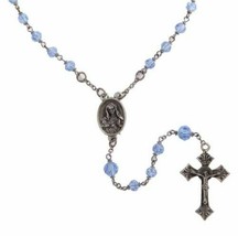 Immaculate Heart Of Mary Crucifix Rosary Blue Glass Beads In Lead Free Pewter - £23.16 GBP