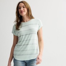 Women&#39;s Apt. 9® Short Sleeve Embellished Top, Size: Large, Green Frost - $15.49